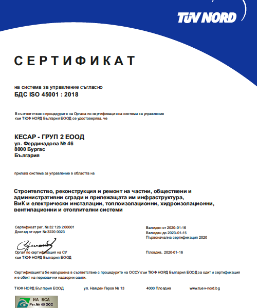 БДС ISO 45001:2018